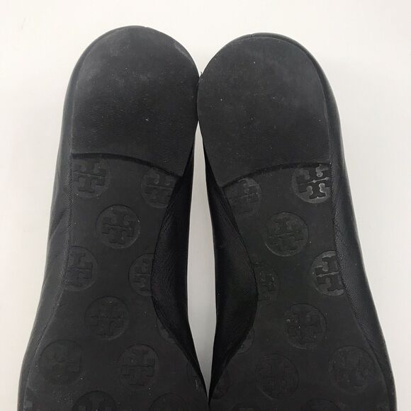 Tory Burch Classic Reva Butter Soft Leather Black Gold Ballet Flats Women's 6.5M - Picture 9 of 11